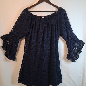 Lidly Women's Blue Full lace Tunic Dress Size L - XL